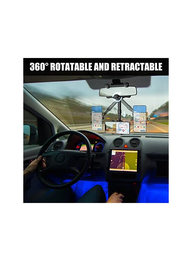 PROMASS Mirror Phone Holder for Car,2022 Rotatable and Retractable Car Phone Holder Mount Universal Multifunctional 360° Rear View Mirror Phone Holder Pro Clip Car Mirror Phone Mount for Mobile Phone  - Image 4