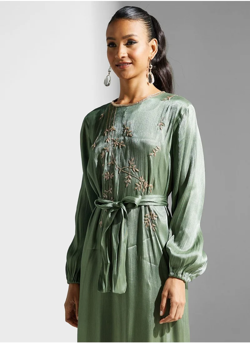 hayas closet Embellished Belted Jalabiya