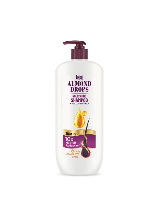 Bajaj Almond Drops Nourishing Shampoo with Almond Milk, Vitamin E & Biotin | For Soft, Shiny Hair | 10X Hairfall Reduction | Paraben Free - 650 ML - Image 1