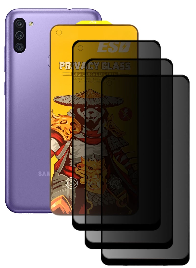 ESD 3 Pieces Tempered Dustproof Privacy Glass Screen Protector Compatible For Samsung Galaxy M11 - Image 1