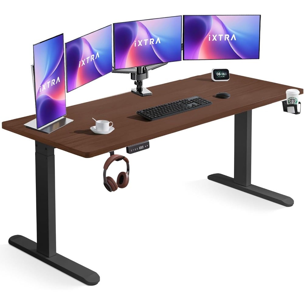 Electric Standing Desk Height Adjustable Sit Stand up Home Office Desk with Whole Pcs Desktop Computer Desk with Cable Management tray Desktop + Frame
