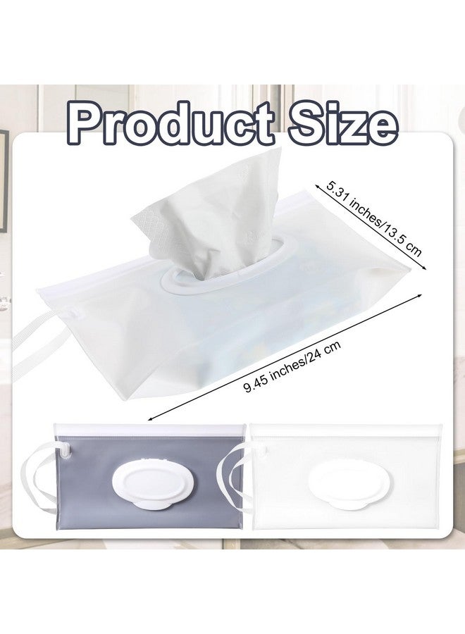Bremorou Reusable Wipes Pouch 2 Pack Portable Refillable Wipe Container, Waterproof and Dustproof Travel Wipes Case Baby Wipes Dispenser, Baby Wipe Holder Refillable for Travel (White & Gray) - Image 2