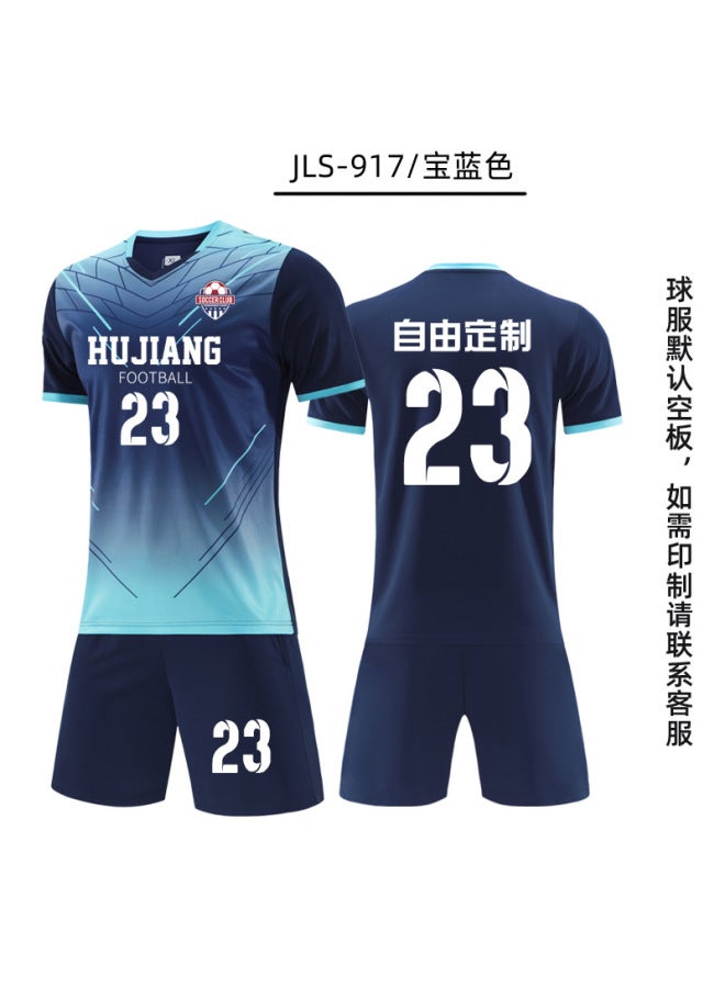 917-sapphire Blue Quick Dry Sports Football Training Suit New Suit Adult Children Training Camp Custom Football Suit