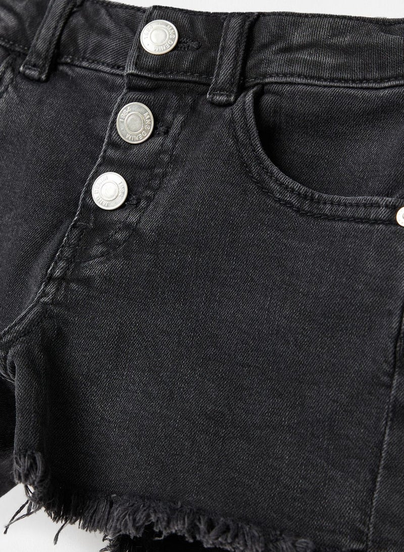 MANGO Kids Buttoned Denim Shorts - Image 3