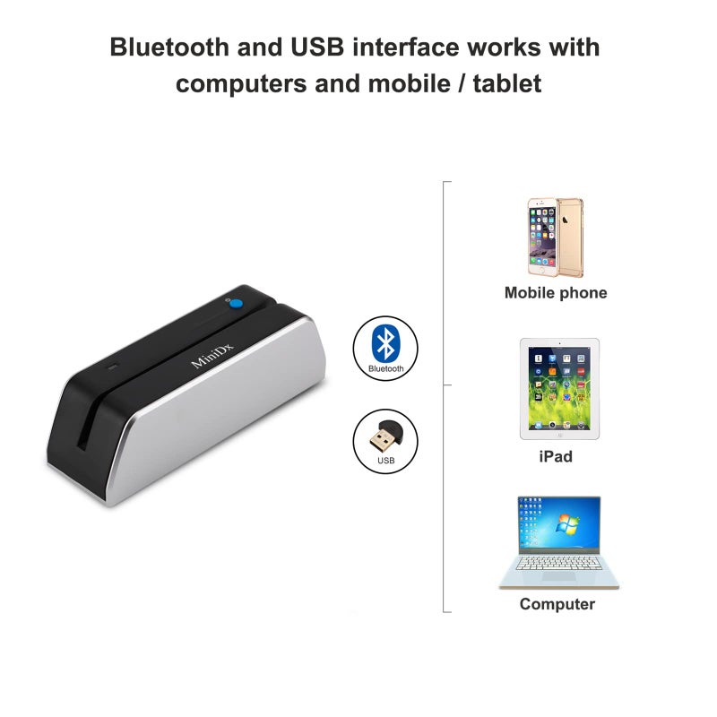 MiniDX MSR X6 Bluetooth Magnetic Swipe Card Reader Writer Encoder 3-Track MSRX6BT for Mobile/Tablets/PC - Image 3