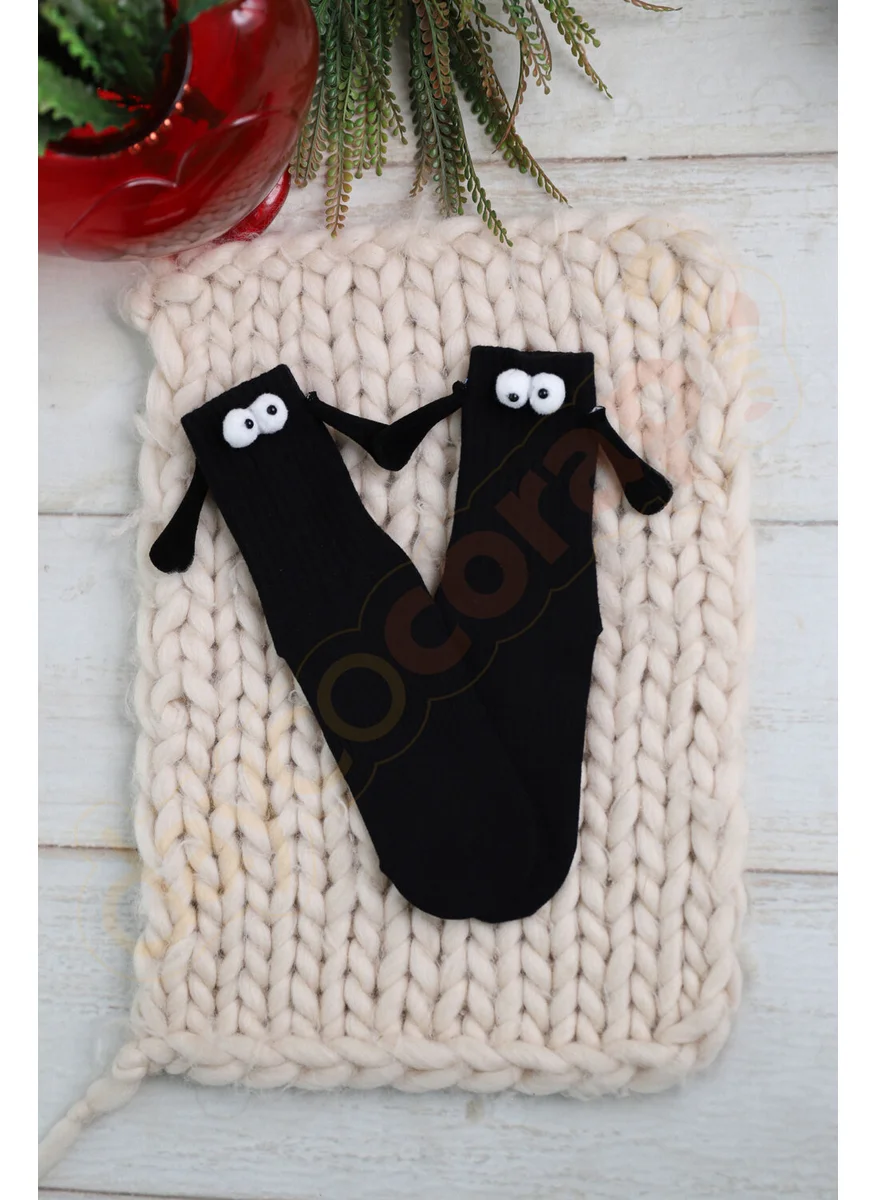 DAYCO Holding Hands Socks Magnetic Friendship & Lover Socks Socket Size Black COLOR-DYELE101SYH