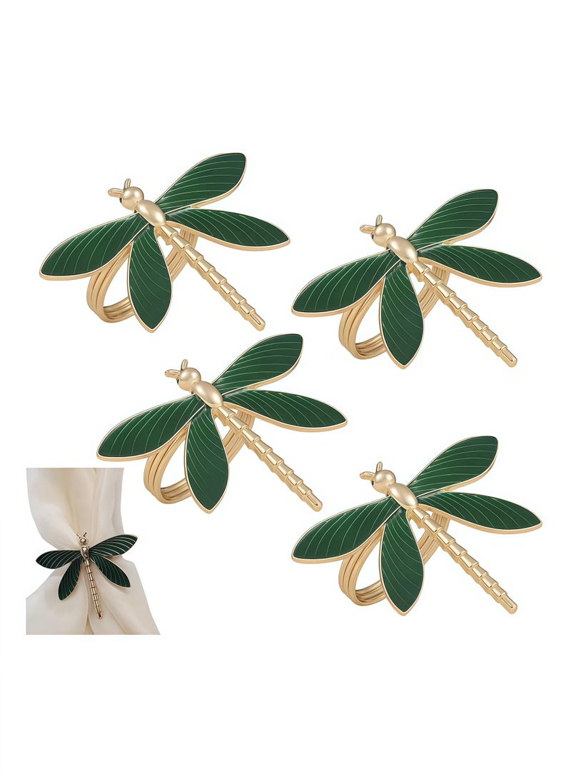 حامل حلقات مناديل مكون من 4 قطع لمناديل القماش، مجموعة حلقات مناديل لتزيين طاولة المناسبات الرسمية - Image 1