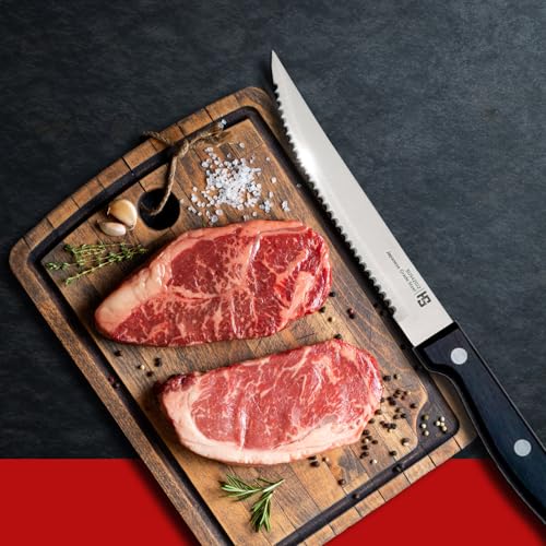 HS WORLD OF HORECA ESSENTIALS HS 4.5 Inch Professional Steak Knife 12 Pcs Set with Medium Handle| Japanese Grade Stainless Steel | Kitchen Knife | Home and Commercial Use | Black | SUS420J2 - Image 4