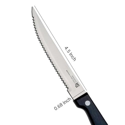 HS WORLD OF HORECA ESSENTIALS HS 4.5 Inch Professional Steak Knife 12 Pcs Set with Medium Handle| Japanese Grade Stainless Steel | Kitchen Knife | Home and Commercial Use | Black | SUS420J2 - Image 2