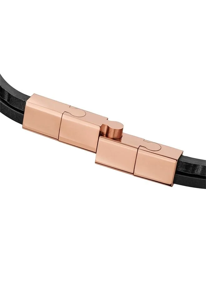 سانت هونور Logo Mens Black Leather Bracelet 190+20Mm - B47 8N