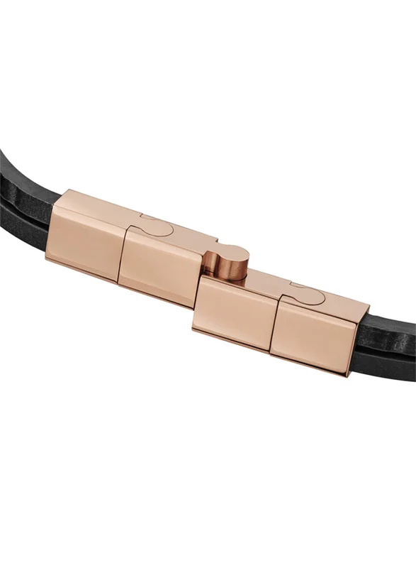 سانت هونور Logo Mens Black Leather Bracelet 190+20Mm - B47 8N