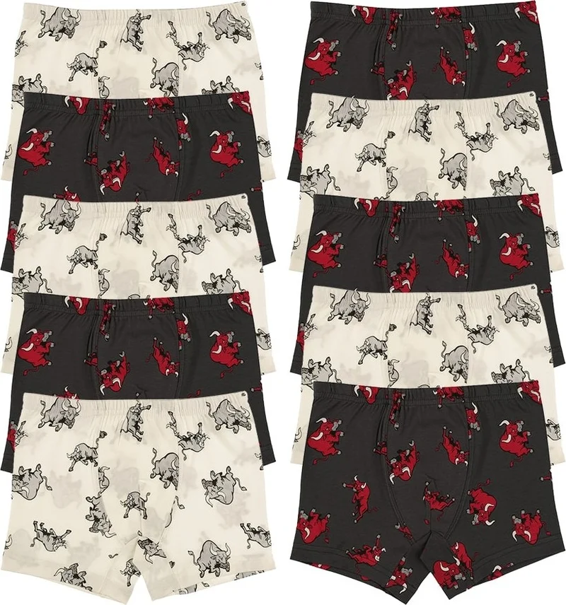 Donella 10 Pcs Bull Printed Boy's Boxer - 751121