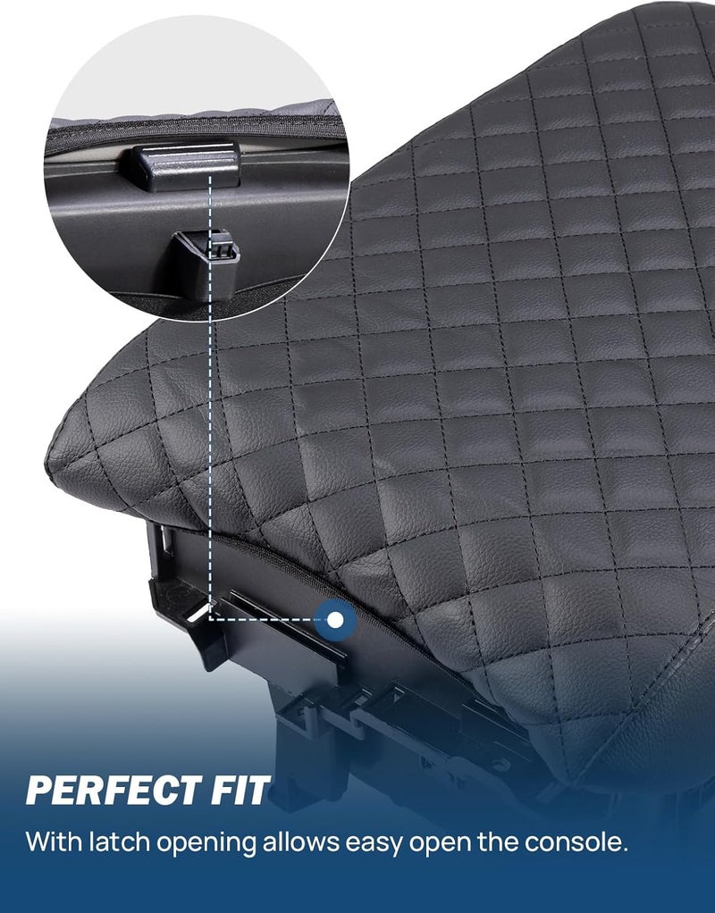 JOYTUTUS Center Console Cover Compatible with 2023 2024 2025 Pilot & 2024 Passport Ridgeline, Car Armrest Cover Console Pad Cushion, Black Leather Center Console Armrest Cover lid Middle Console Cover - Image 3