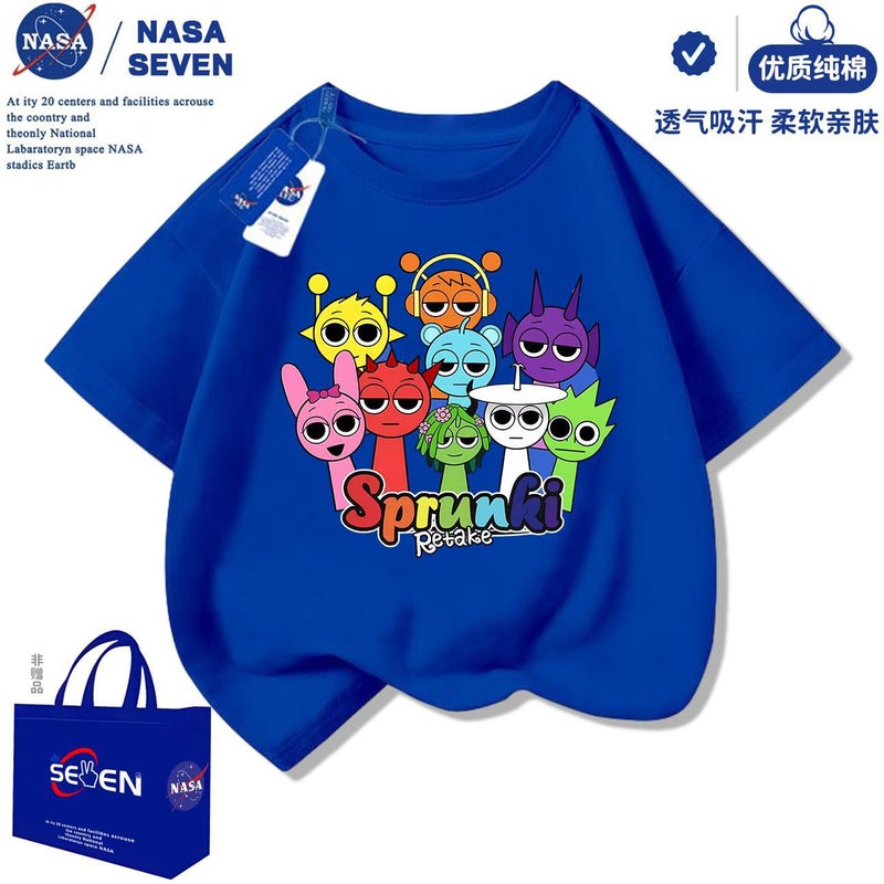 Nasa Rhythm Box Kidsren'S Short-Sleeved Fashionable Sprunki Music Box Pure Cotton T-Shirt For Middle And Large Kidsren - Image 1