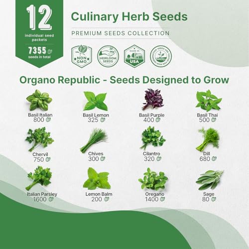Organo Republic 12 Culinary Herbs Seeds Variety Pack - 7,355+ Heirloom, Non-GMO, Herbs Seeds for Outdoor and Indoor Home Gardening, Including Basil, Cilantro, Chives, Dill, Parsley, Sage - Image 3