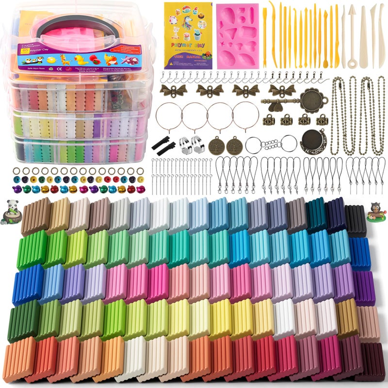 Aestd-ST Polymer Clay Kits, 85 Colors Oven Bake Modeling Clay for Kids, Non-Sticky Molding Clay with Sculpting Tools and DIY Accessories, Holiday Gift for Children and Artists - Image 1
