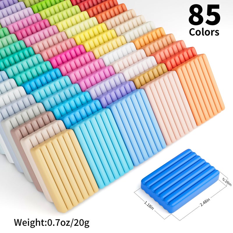 Aestd-ST Polymer Clay Kits, 85 Colors Oven Bake Modeling Clay for Kids, Non-Sticky Molding Clay with Sculpting Tools and DIY Accessories, Holiday Gift for Children and Artists - Image 2