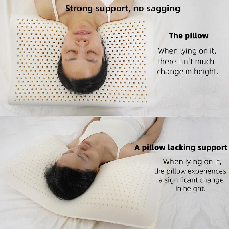 TIERSINI Natural Latex Neck Support Pillow-Medium Firmnessï¼ŒNo Shoulder Pressure,Suit for Side & Back Sleeping,Cervical Traction Design, Ergonomic Relief for Neck & Shoulder Pain(23.6"Lx15.7"Wx(3.9/4.7")H) - Image 5
