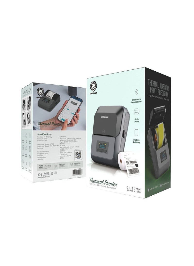 GreenLion Thermal Printer  With 203 DPI Printing Resolution- Grey  - Image 2