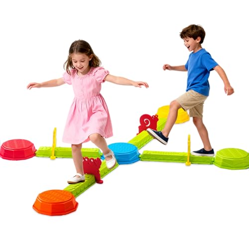 VROGTIK Stepping Stones for Kids 15 Piece Balance Beams Toddler Stepping Stones Obstacle Course Sensory Toys with Game Spinner and Card for Indoor Outdoor Toys Gifts for 3 4 5 6 7 8 9 Years Old Kids - Image 1