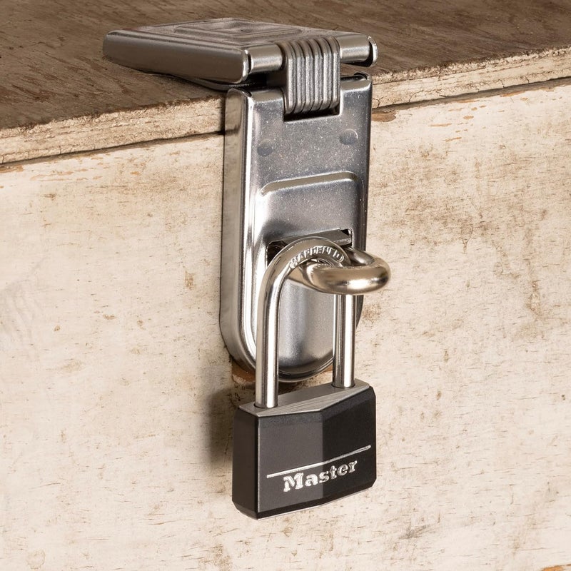 MasterLock Black Covered Aluminum Lock, Gym Locker Lock with Key, Outdoor Padlock with Long Shackle for Gates, Fences, Toolboxes, and More,141DLF - Image 2