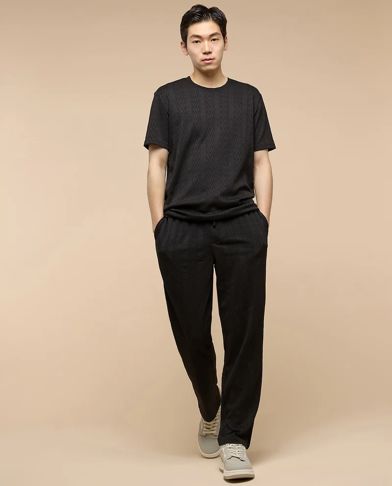 أر أند بي Self Patterned Pants with Drawstring Waist