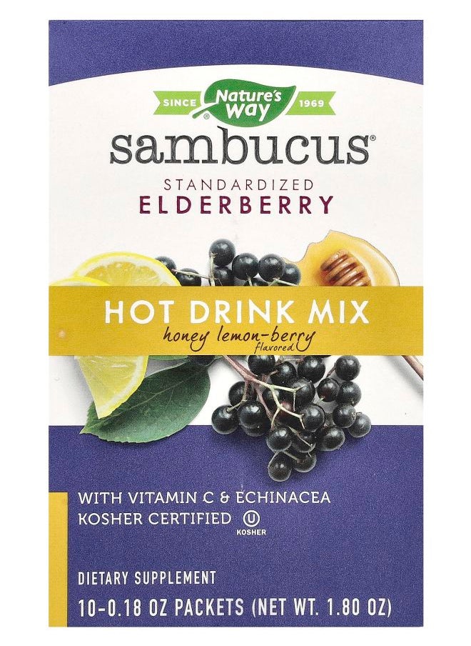 Nature's Sambucus® Hot Drink Mix Standardized Elderberry Honey Lemon-Berry 10 Packets 0.18 oz Each 