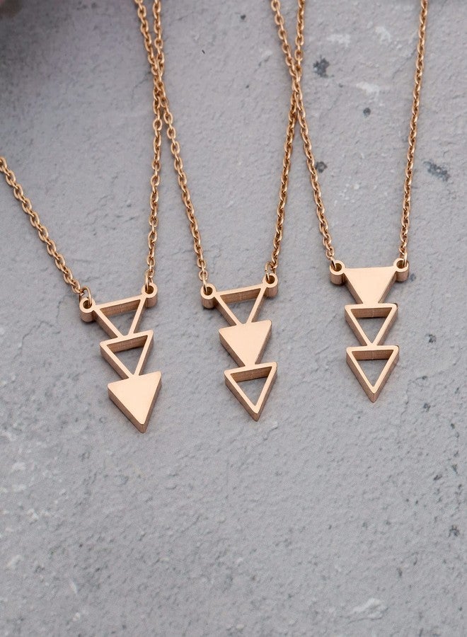 AKTAP Friendship Gift Best Friend Necklace for 3 Long Distance Gifts for Family Sister BFF Tribe Triangle Necklace - Image 2