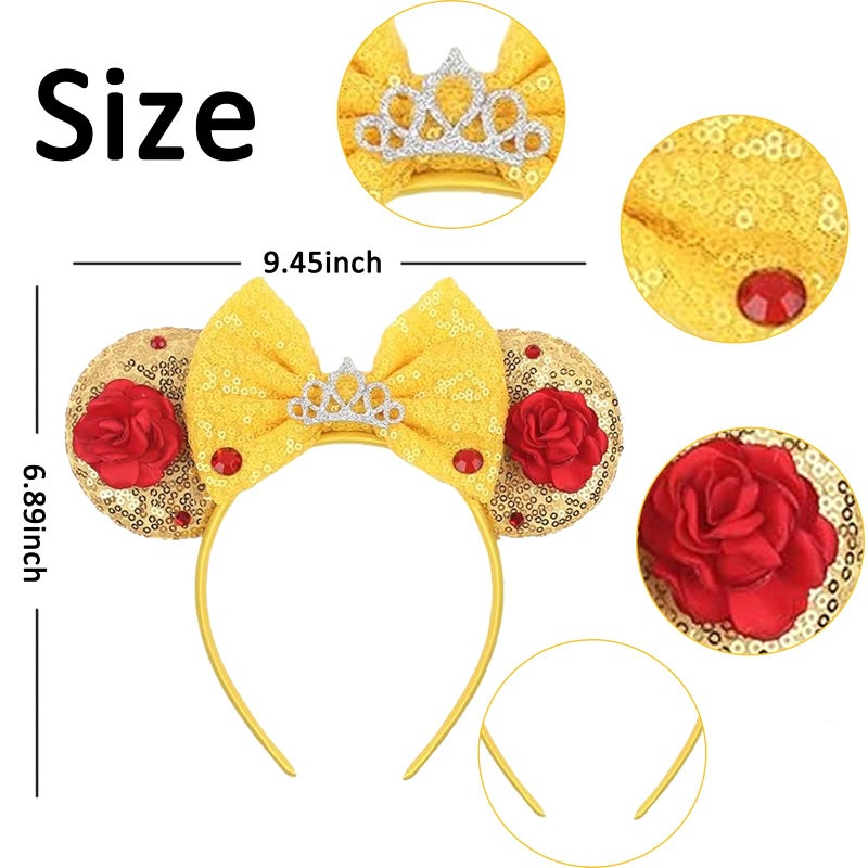 xipixiao Girls Mouse Ears Headband Set - Hair Bands, Bows, Princess Headwear for Cosplay, Halloween, Birthday Party - Image 2