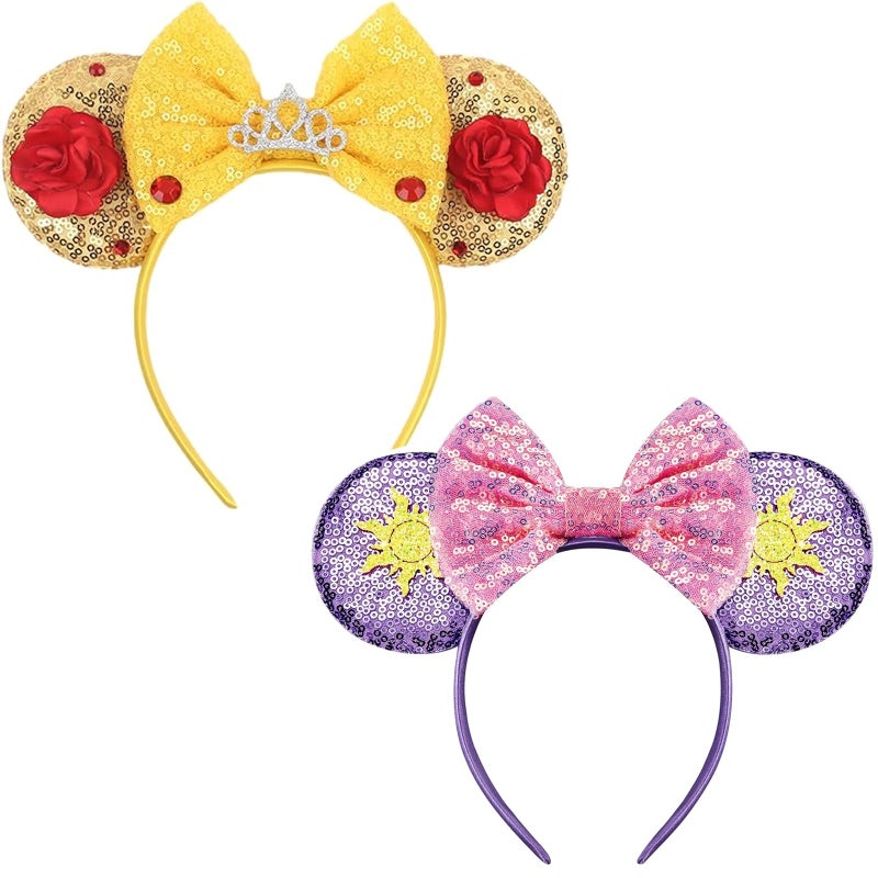 xipixiao Girls Mouse Ears Headband Set - Hair Bands, Bows, Princess Headwear for Cosplay, Halloween, Birthday Party - Image 1