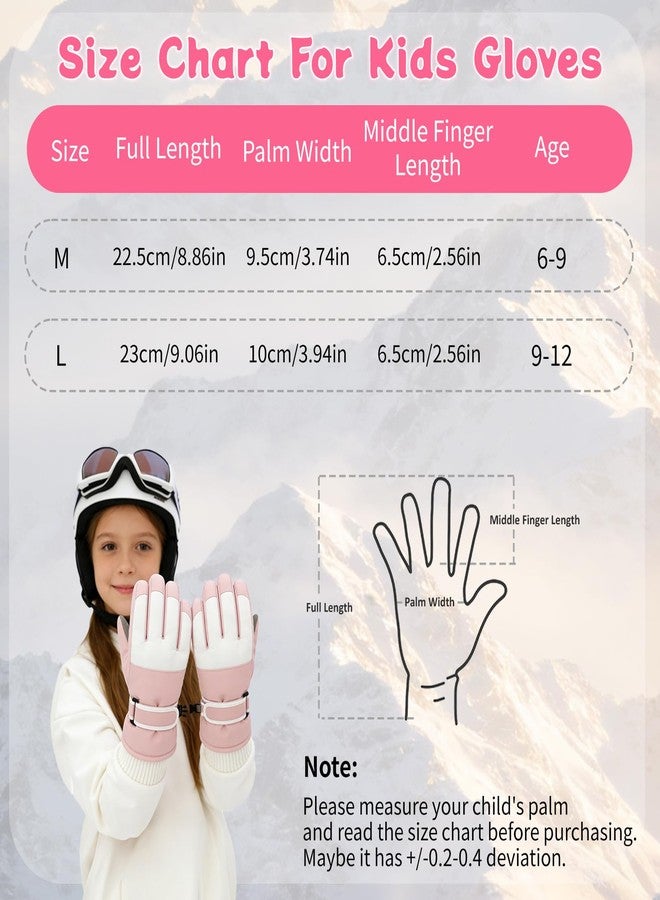 HOPSOOKEN Kids Waterproof Ski Winter Gloves Cold Weather Warm Fleece Snowboard Snow Mittens Gifts for Boys Girls Windproof(PinkL) - Image 5