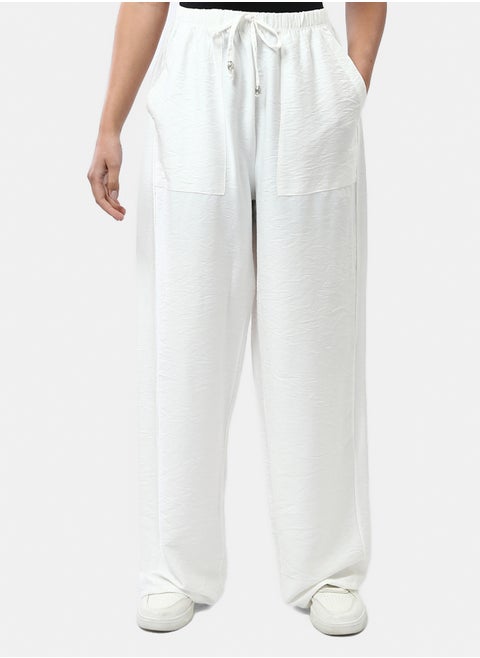 Elastic Waist Textured Wide Pants