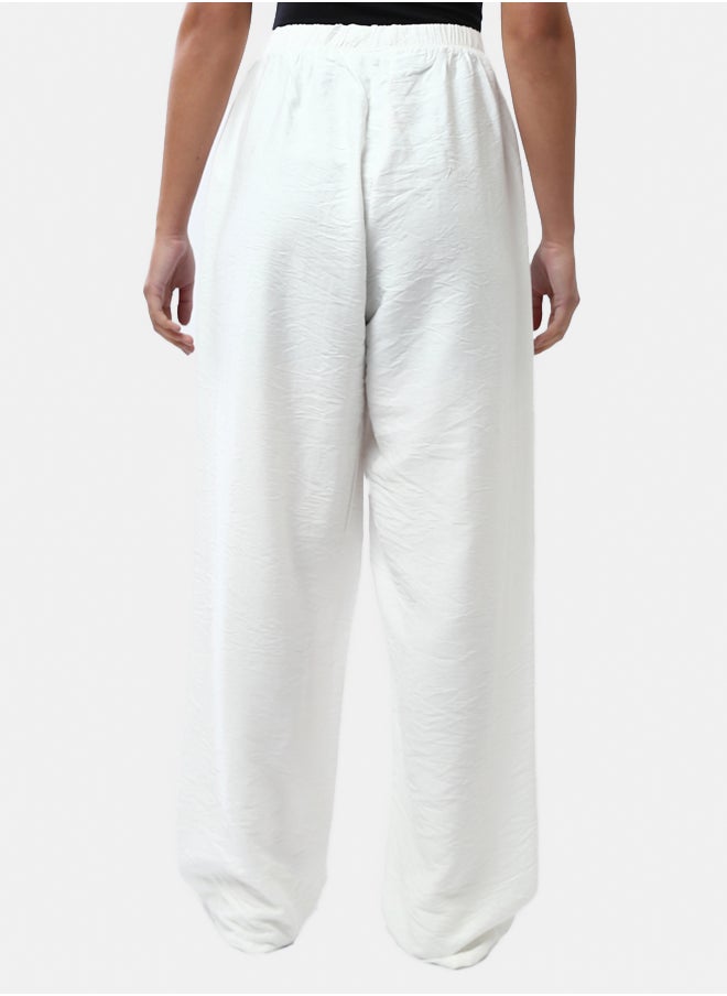 RAVIN - Elastic Waist Textured Wide Pants - Image 1