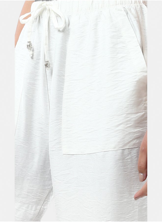 RAVIN - Elastic Waist Textured Wide Pants - Image 1