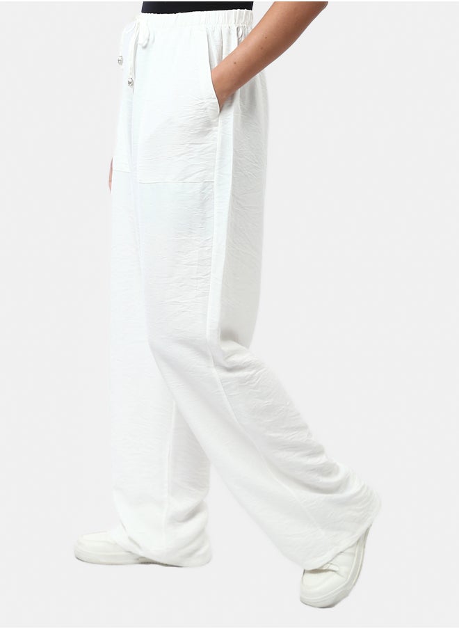 RAVIN - Elastic Waist Textured Wide Pants - Image 1