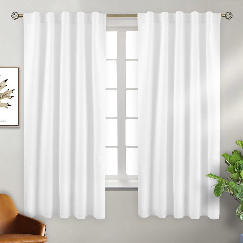 BGment Pure White Room Darkening Curtains 63 Inch  Rod Pocket and Back Tab Thermal Curtains for Bedroom Home Decor Curtains for Living Room 2 Window Curtain Panels 42 x 63 Inch