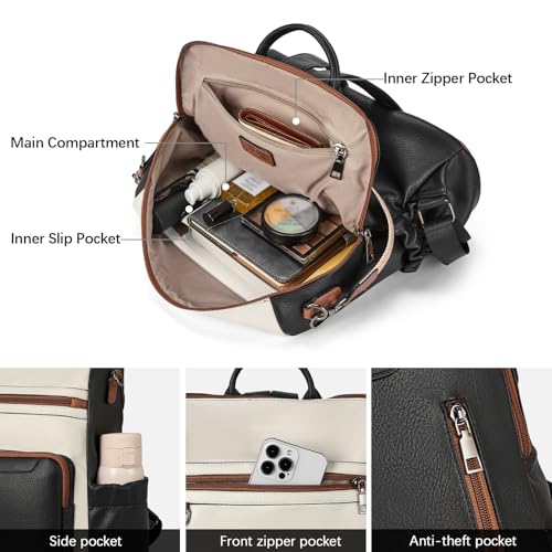 BOSTANTEN Womens Backpack Purse Leather Travel Backpack Fashion Designer Ladies Shoulder Bags with Wristlet - Image 3