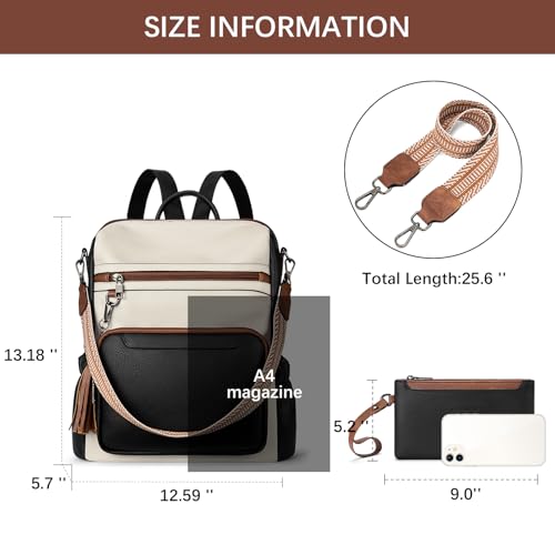 BOSTANTEN Womens Backpack Purse Leather Travel Backpack Fashion Designer Ladies Shoulder Bags with Wristlet - Image 4