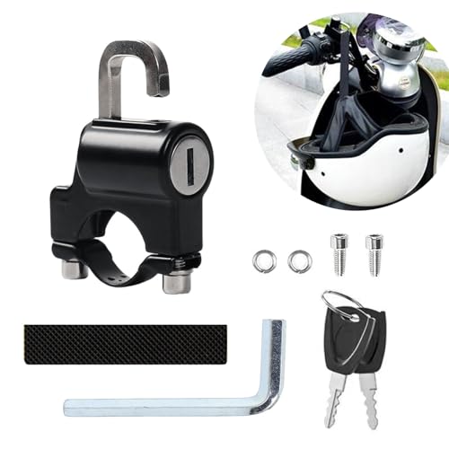 Gozaqe Helmet Lock for Bike & Motorcycle,Universal Helmet Security Lock,Applies to 22-28mm Diameter,Cycle Lock for Handlebar Scooter Lock for Motorcycles/Bicycles/Scooters, Black - Image 1