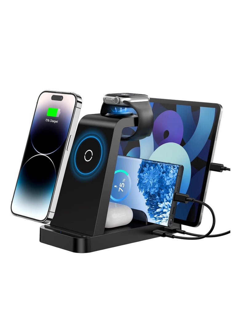 Wireless Charger for iPhone - 5 in 1 Charging Station for Multiple Devices Apple: Fast Wireless Charging Stand Dock for iPhone 16e 16 15 14 13 12 Pro Max Apple Watch Airpods  - Image 1