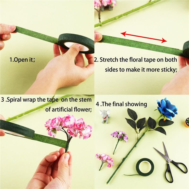 Decora a Dozen 1/2-inch by 30 Yard Dark Green Floral Tape for Bouquet Stem Wrap Floral Arranging Craft Projects Corsages, Wedding Bouquet - Image 4