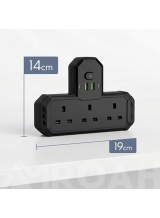 Multi Socket 7 in 1 with Night Light, Universal Multi Plug Socket with 3 AC Outlets UK/UAE, Wall Mount Multi Plug with USB Ports, 2 USB A 2 USB C for Home Office Travel - view 2