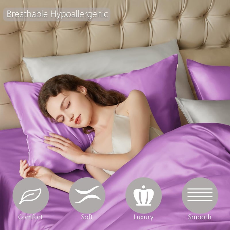 townssilk Silk Pillowcase, 65 x 65 cm, 100% Natural Mulberry Silk, 19 Momme, Two-Sided Silk, Oeko-Tex Certified, Soft for Skin and Hair, 1 Unit, Wisteria - Image 3