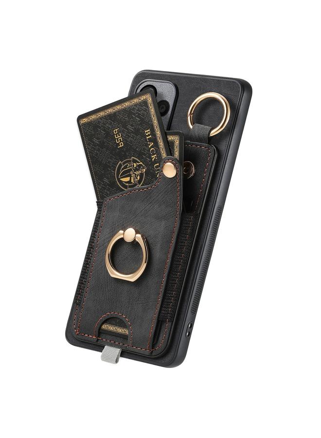 S-TOP Case For Honor 90 Pro Retro Skin-feel Ring Card Bag Phone Case with Hang Loop - Image 3