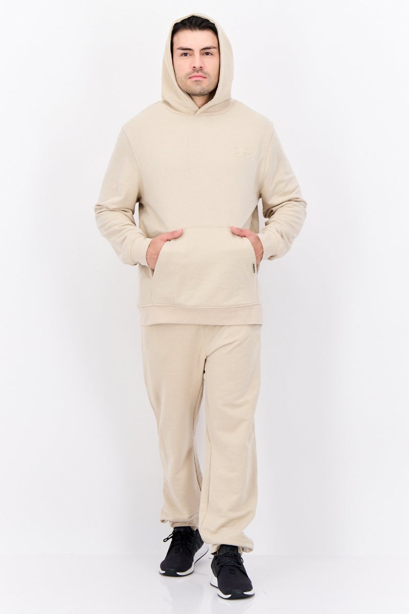 CROSSHATCH طقم سويت شيرت بغطاء رأس وسروال رياضي للرجال 2 قطعة، بيج - Image 1