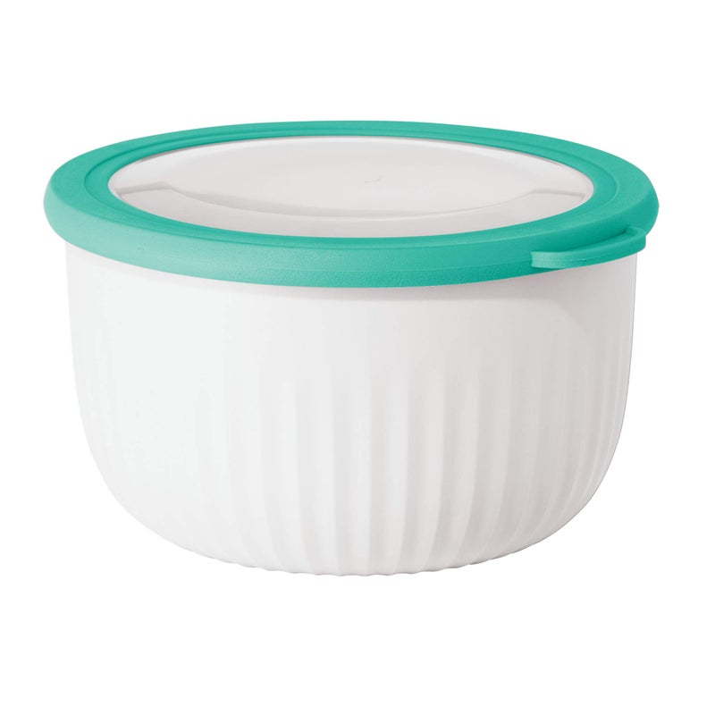 Oggi Prep Store  Serve Plastic Bowl wSeeThru Lid Dishwasher Microwave  Freezer Safe 26 qt WhiteAqua