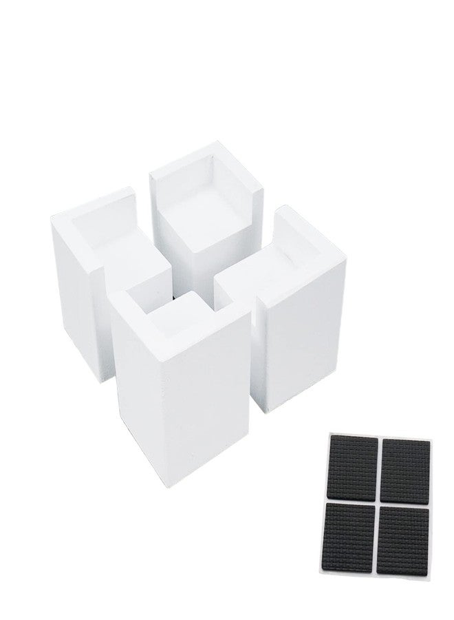 Tsnamay White Painted Set of 4 Bed Risers Furniture Square Risers Wooden Solid Wood for DIY Painting Sofa Couch Chair Table Increase Legs 2 Inches - Image 1
