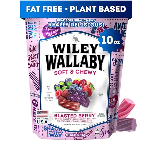 Wiley Wallaby Licorice 10 Ounce Classic Gourmet Soft  Chewy Australian Blasted Berry Candy Twists 1 Pack - Image 1