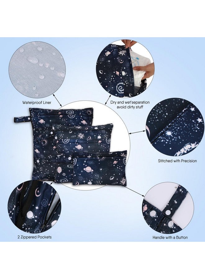 SANFERGE 3pcs Cloth Diaper Wet Dry Bags Waterproof Reusable Wet Bag with 2 Zipper Pockets & Handle Washable Laundry Bags for Travel Beach Pool Daycare Yoga Gym Exercise Swimsuits - Image 3