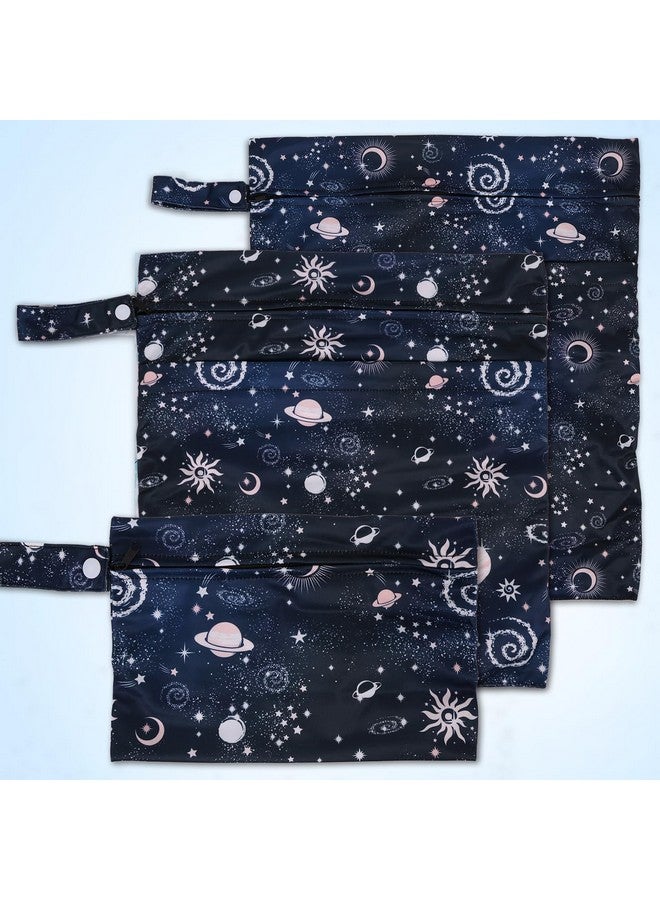 SANFERGE 3pcs Cloth Diaper Wet Dry Bags Waterproof Reusable Wet Bag with 2 Zipper Pockets & Handle Washable Laundry Bags for Travel Beach Pool Daycare Yoga Gym Exercise Swimsuits - Image 2